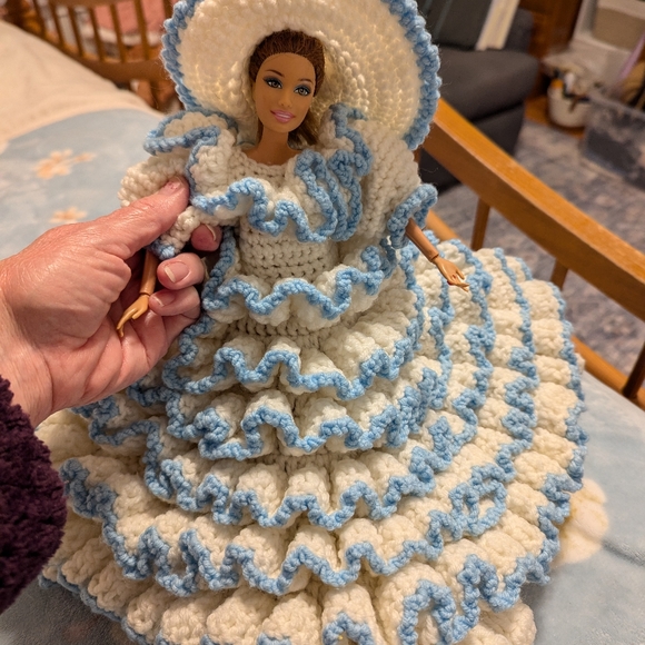 Vintage Crochet Doll Dress & Hat - Picture 6 of 11